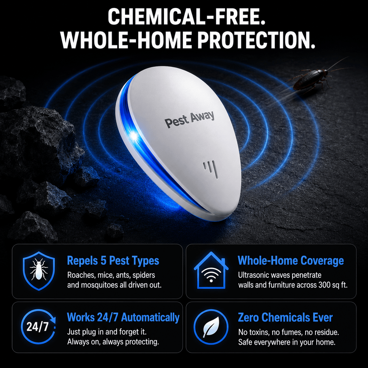 Pest Away Electronic Repeller - Roach Blaster